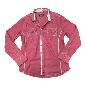 Buckle Black Red Western Athletic Fit Button Up L